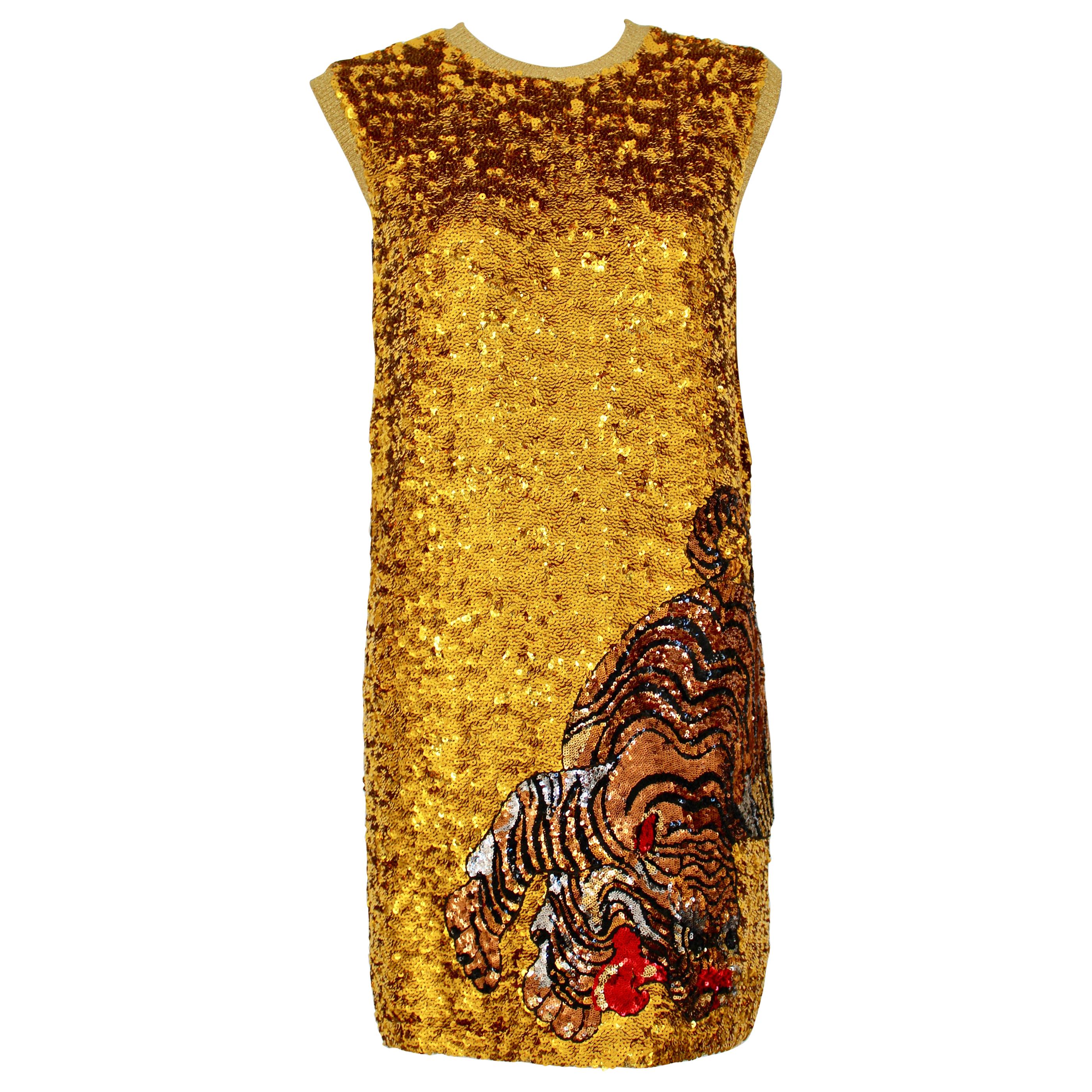 RARE Gucci Gold Sequin dress For Sale ...